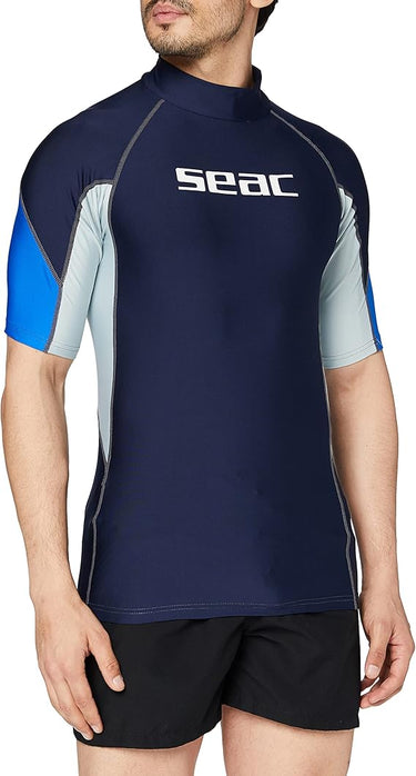 SEAC RAA Short EVO Man, Camiseta Rash Guard para Snorkeling y natación con protección UV.